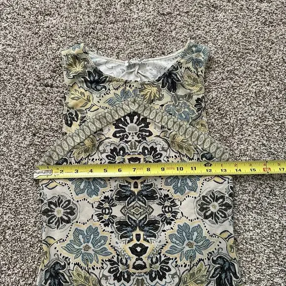 Free People Intimately cream, yellow & navy paisley open back bodysuit S - Picture 10 of 11